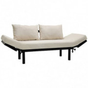 HOMCOM Single Person Chaise Lounger Sofa Bed with 5 Adjustable Positions, 2 Large Pillows, and Birch Legs, Cream White