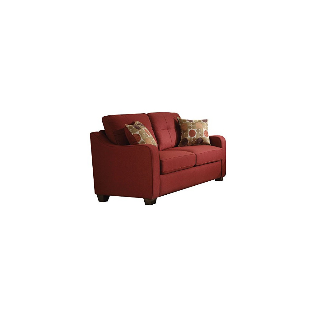 ACME Furniture Cleavon II Loveseat with 2 Pillows, Red Linen