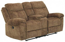 Signature Design by Ashley Huddle-Up Manual Glider Reclining Loveseat with Storage Console, Brown