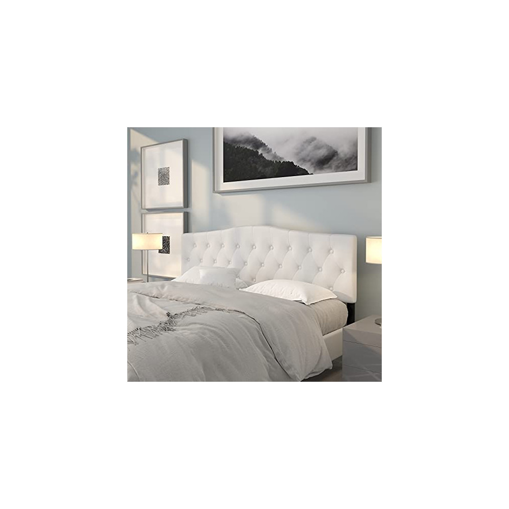 Flash Furniture Cambridge Tufted Upholstered King Size Headboard in White Fabric