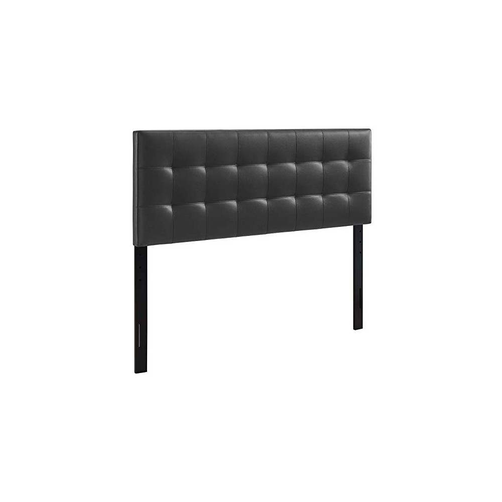 Modway Lily Tufted Faux Leather Upholstered Queen Headboard in Black