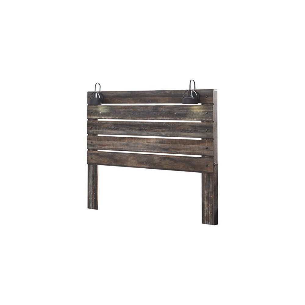 Signature Design by Ashley Drystan Rustic Panel Headboard ONLY with USB Charging Stations, King, Brown