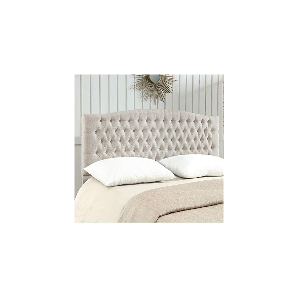 24KF Linen Upholstered Tufted Button King Headboard and | Universe ...