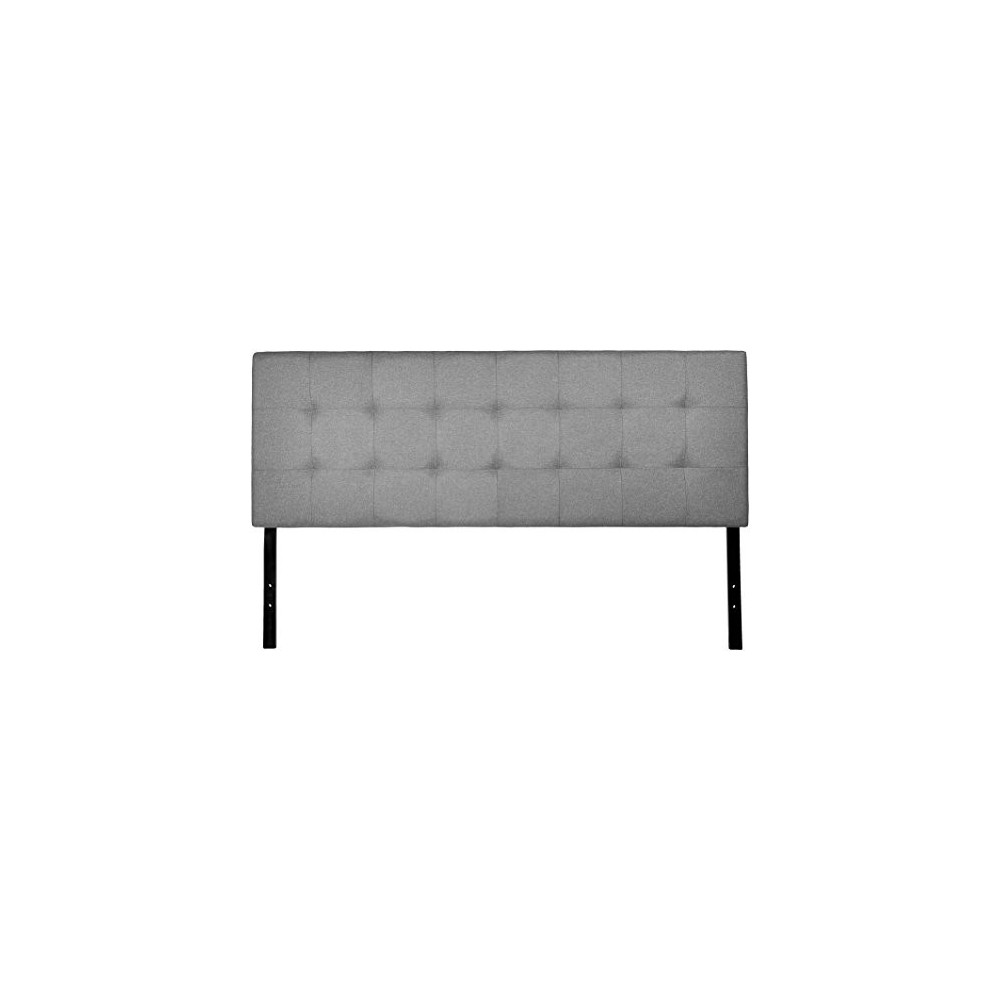 Amazon Basics Faux Linen Upholstered Tufted Headboard - King, Grey