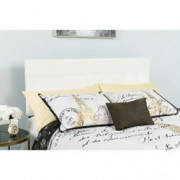 EMMA + OLIVER Quilted Tufted Upholstered Twin Size Headboard in White Fabric