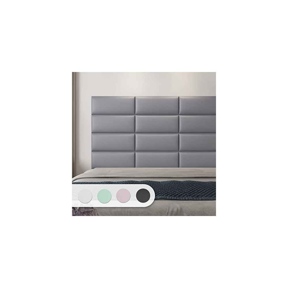Art3d Peel and Stick Headboard for Full and Queen in Grey, Pack of 9 Panels Sized 9.84" x 23.62", 3D Soundproof Wall Panels, 