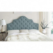 Safavieh Arebelle Sky Blue Upholstered Tufted Headboard - Silver Nailhead  King 