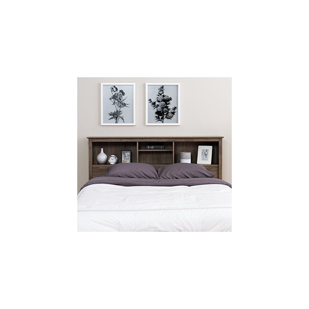 Prepac Queen Bookcase Headboard, Drifted Gray Universe Furniture