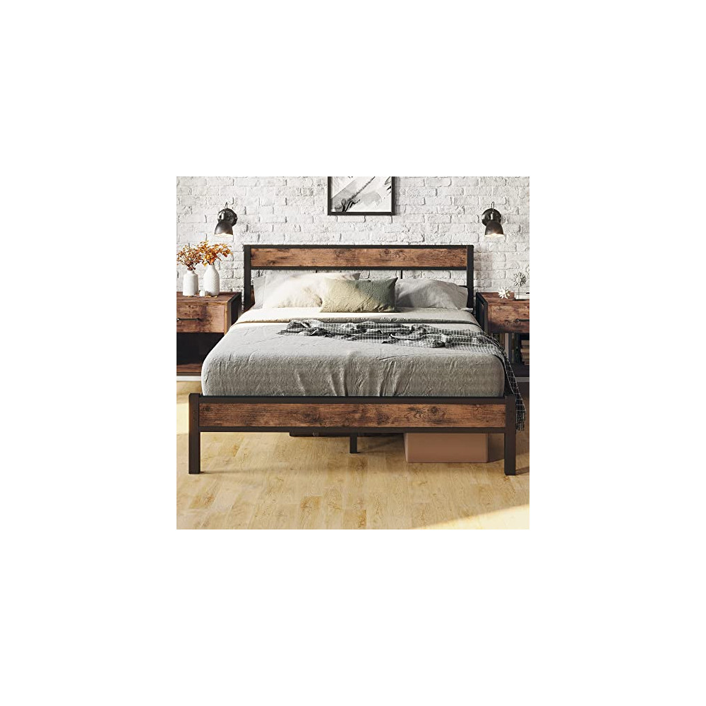 LIKIMIO Queen Bed Frame with Headboard, Platform Metal Bed Frame Queen with 14 Heavy Duty Steel Slats, More Sturdy, Noise-Fre