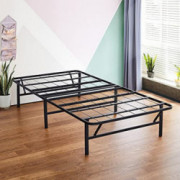 Olee Sleep 14 Inch Foldable Dura Metal Platform Bed Frame, Twin Size, Comfort Base Bed Frame, Height for Under-Bed Storage, B