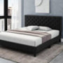 HOSTACK King Size Bed Frame, Modern Upholstered Platform Bed with Adjustable Headboard, Heavy Duty Button Tufted Bed Frame wi