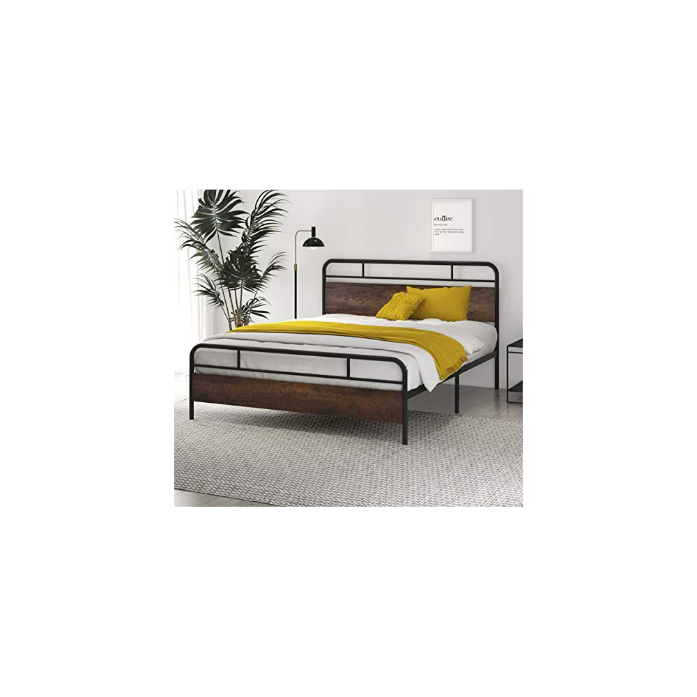 SHA CERLIN Heavy Duty Queen Bed Frames with Modern Wood Universe