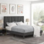 Allewie Full Size Platform Bed Frame with Upholstered Geometric Wingback Headboard/Mattress Foundation with Wood Slat Support