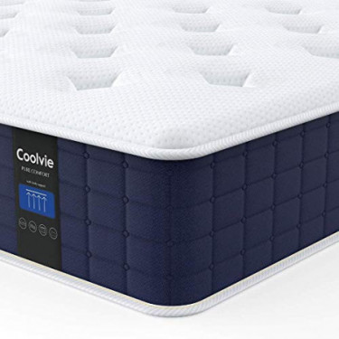 Twin Mattress, Coolvie 10 Inch Twin Size Hybrid Mattress, Individual Pocket Springs with Memory Foam, Bed in in a Box, Cooler