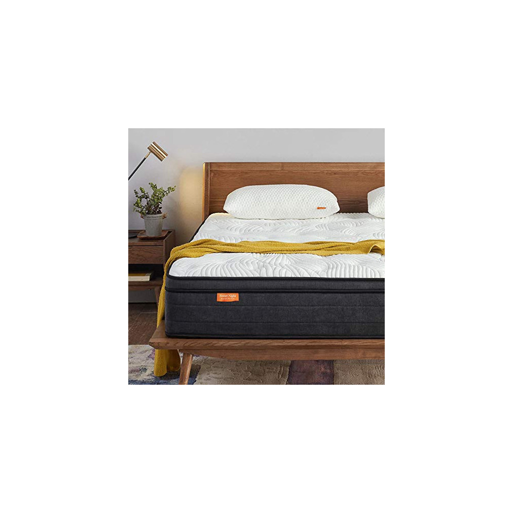 Sweetnight Queen Mattress in a Box 12 Inch Plush Pillow Top Hybrid Mattress, Gel Memory Foam for Sleep Cool, Motion Isolating
