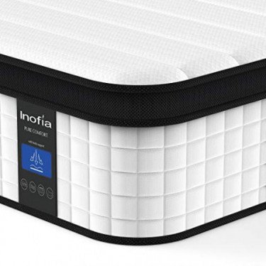 Inofia Queen Mattress, 12 Inch Hybrid Innerspring Double Mattress in a Box, Cool Bed with Breathable Soft Knitted Fabric Cove