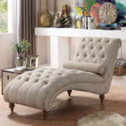 Rosevera Teofila Tufted Chaise Lounge Chair, Standard, Cream