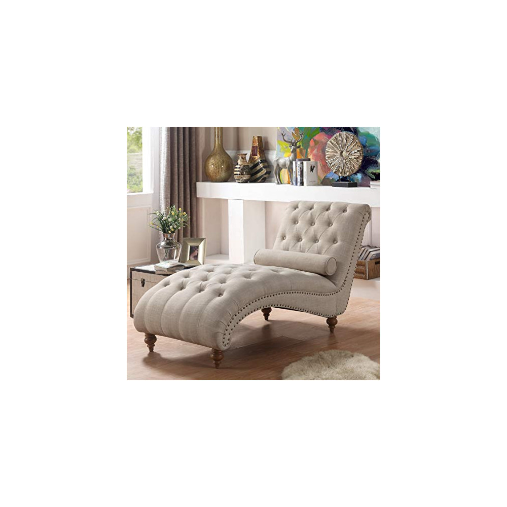 Rosevera Teofila Tufted Chaise Lounge Chair, Standard, Cream