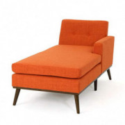 Christopher Knight Home Stormi Mid-Century Modern Fabric Chaise Lounge, Muted Orange / Walnut