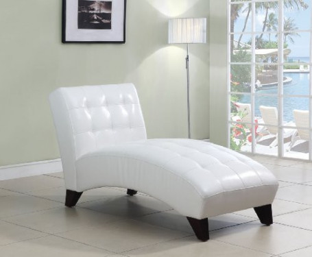 ACME Anna White Faux Leather Lounge Chaise