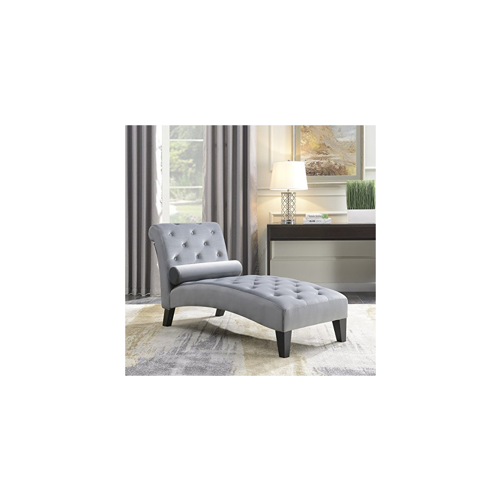 BELLEZE Modern Lounge Chaise Leisure Accent Chair Upholstered Couch, Button Tufted Back Seat with Matching Accent Pillow, and