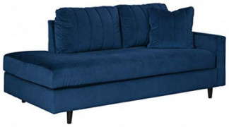 Signature Design by Ashley Enderlin Modern Velvet Upholstered Right Arm Facing Corner Chaise, Blue