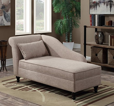 Convenience Concepts Designs4Comfort Cleo Lounge Ottoman with Storage, Tan Fabric