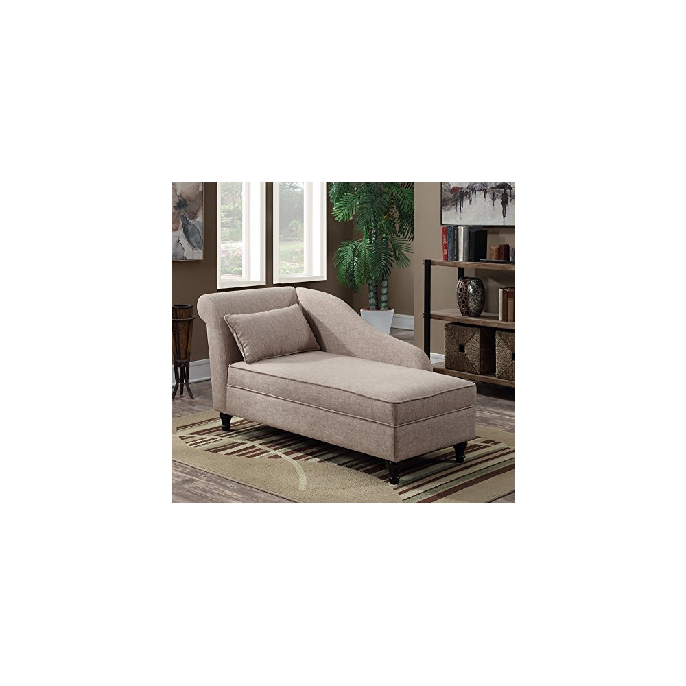Convenience Concepts Designs4Comfort Cleo Lounge Ottoman with Storage, Tan Fabric
