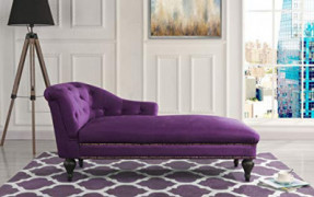 Chaise Lounge Indoor Chair Tufted Velvet Fabric, Modern Long Lounger for Office or Living Room  Purple 