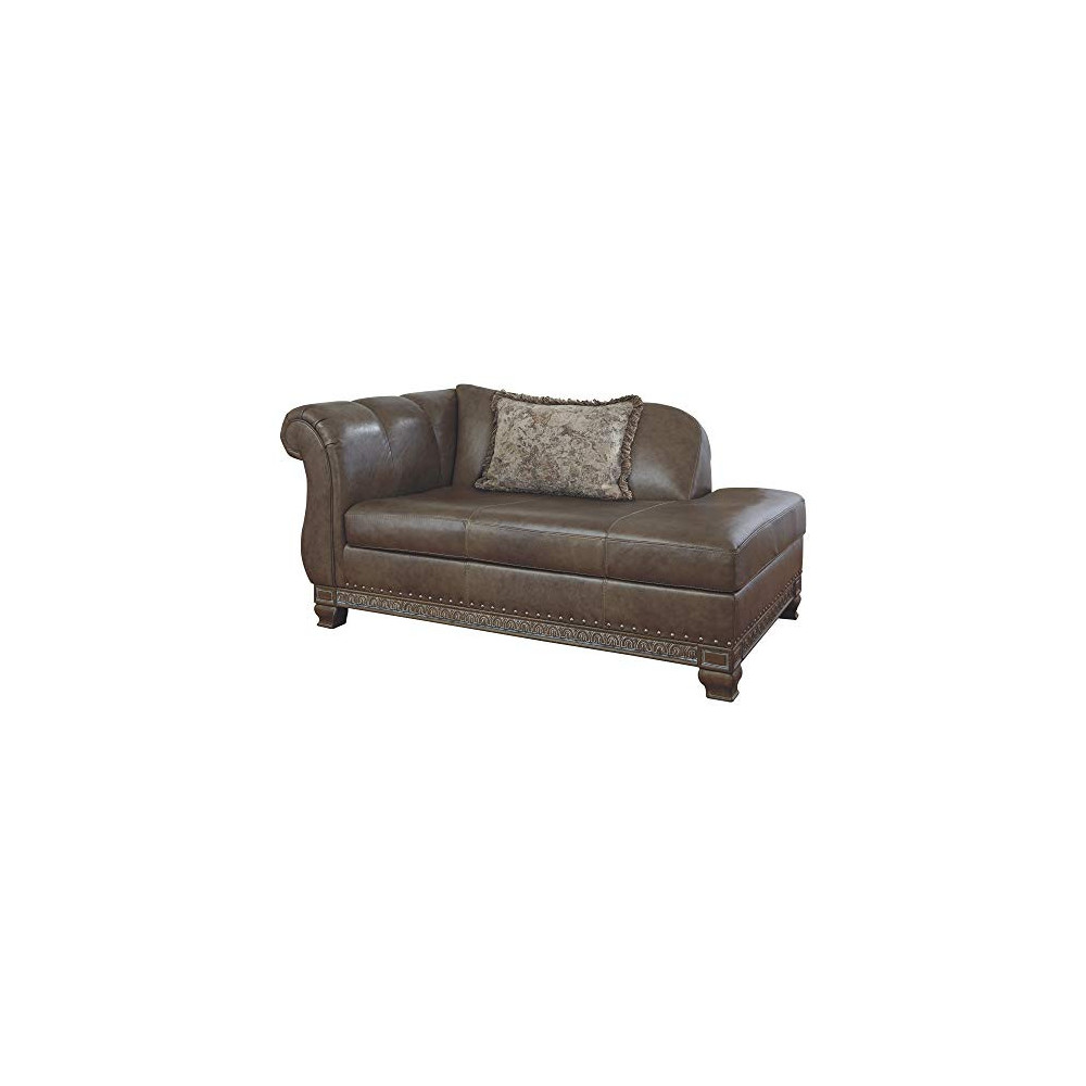 Signature Design by Ashley - Malacara Faux Leather Left Arm Facing Corner Chaise, Brown