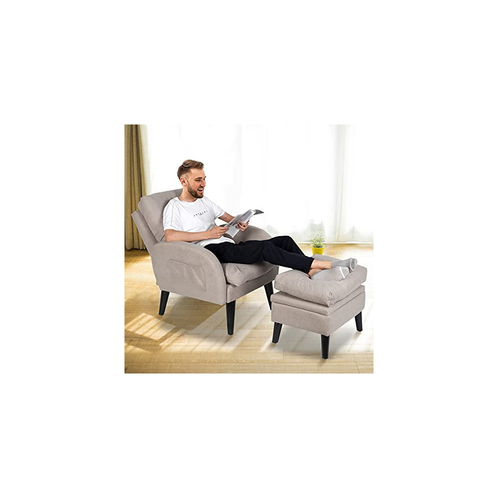 ELUCHANG Accent Chair with Ottoman Storage,Comfort Armchair with