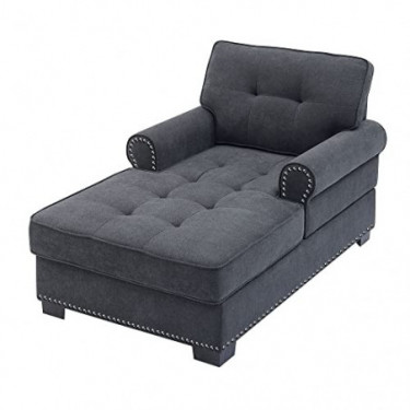 Chaise Lounge Modern Upholstered Lounge Chair Tufted Leisure Chaise Bed with Backrest Armrests 59" Comfy Single Sofa Bed for 