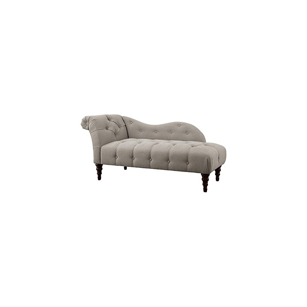 Pemberly Row 66" Indoor Roll Arm Chaise Lounge, Tufted Fabric Lounge Chair with Wooden Legs, Upholstered Sleeper Sofa Recline