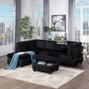 LZ LEISURE ZONE Sectional Sofa Sets, L-Shaped Sectional Sofa Set with Chaise Lounge and Storage Ottoman, Living Room Furnitur