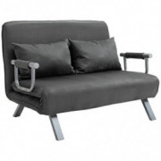 HOMCOM Convertible Sofa Bed Sleeper Chair, 5 Position Adjustable Backrest, Armchair Sleeper with Pillows, Leisure Chaise Loun