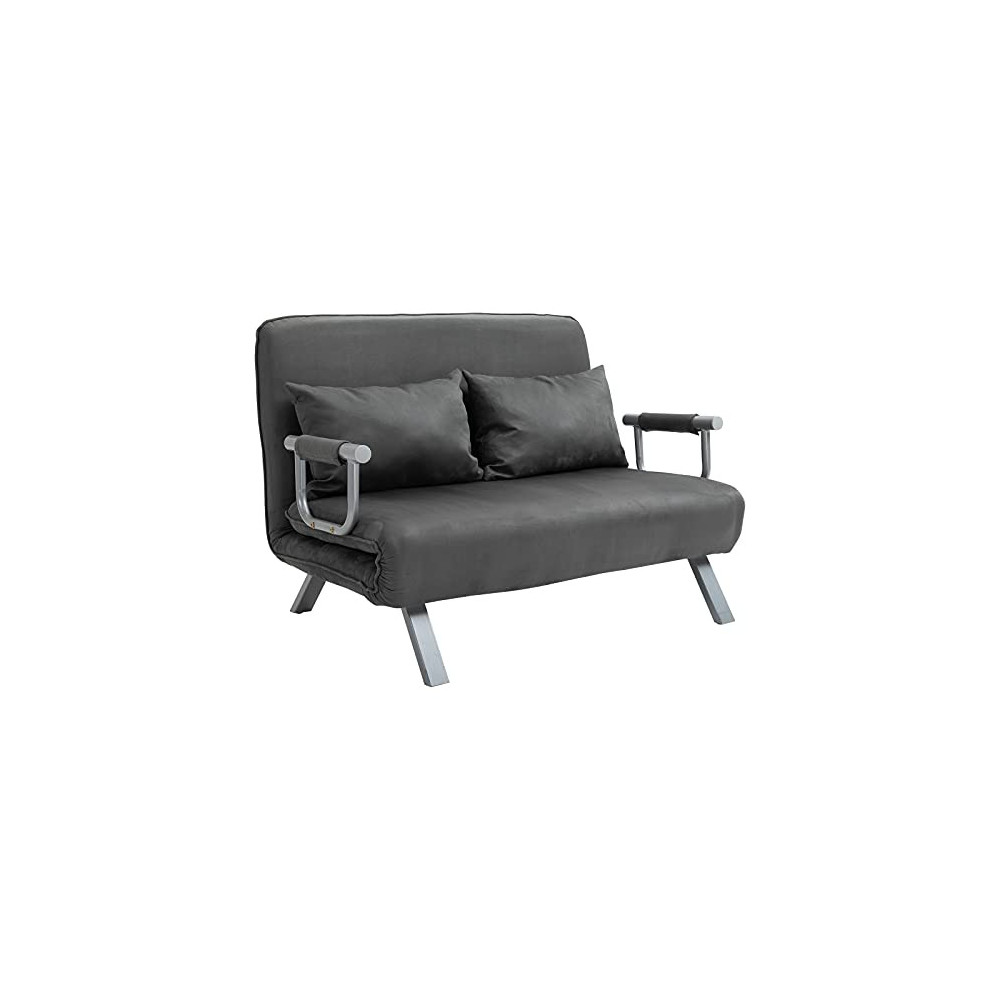 HOMCOM Convertible Sofa Bed Sleeper Chair, 5 Position Adjustable Backrest, Armchair Sleeper with Pillows, Leisure Chaise Loun