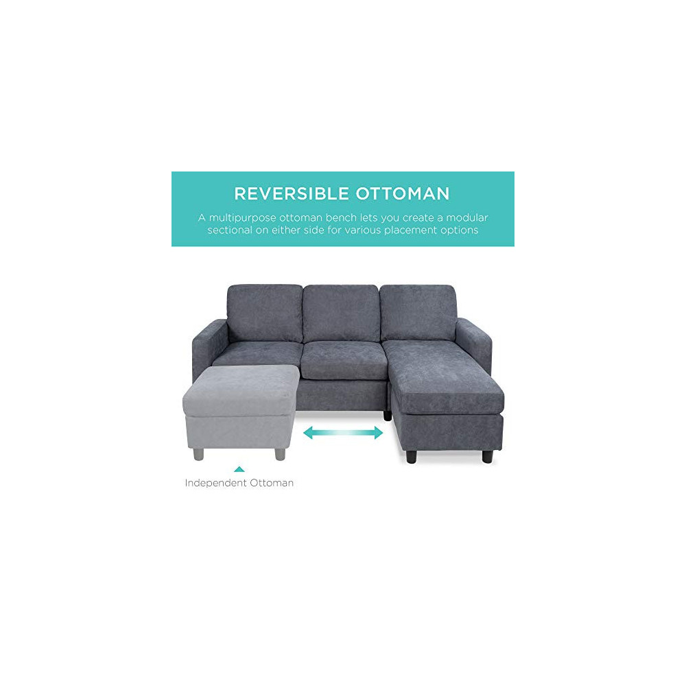 Best Choice Products Linen Sectional Sofa for Home, Apartment