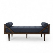Christopher Knight Home Rayle Chaise Lounge, Navy Blue + Dark Brown