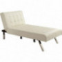 Pemberly Row Faux Leather Chaise Lounge in Vanilla