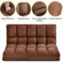 Double Chaise Lounge Sofa Chair Floor Couch with Two Pillows  Brown 