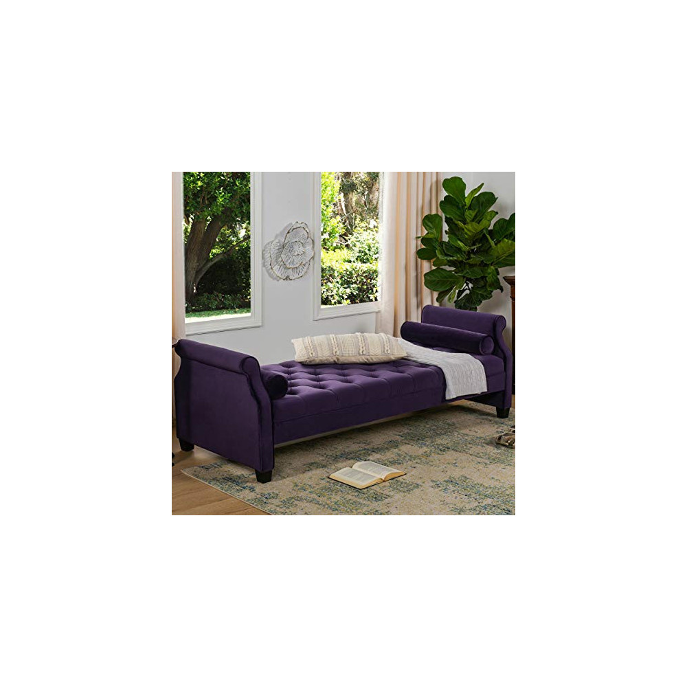 Jennifer Taylor Home Eliza Roll Arm Sofa Bed Sofabed, 82 1/2 by 32 1/2 by 27", Purple