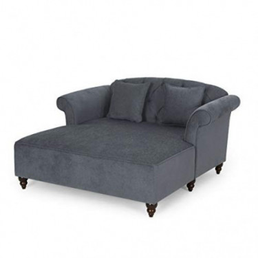 Christopher Knight Home Freas Chaise Lounge, Charcoal + Dark Espresso