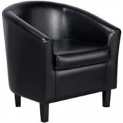 Yaheetech Barrel Chair Faux Leather Club Chair Accent Arm Chair Modern Style Tub Chair for for Living Room Black