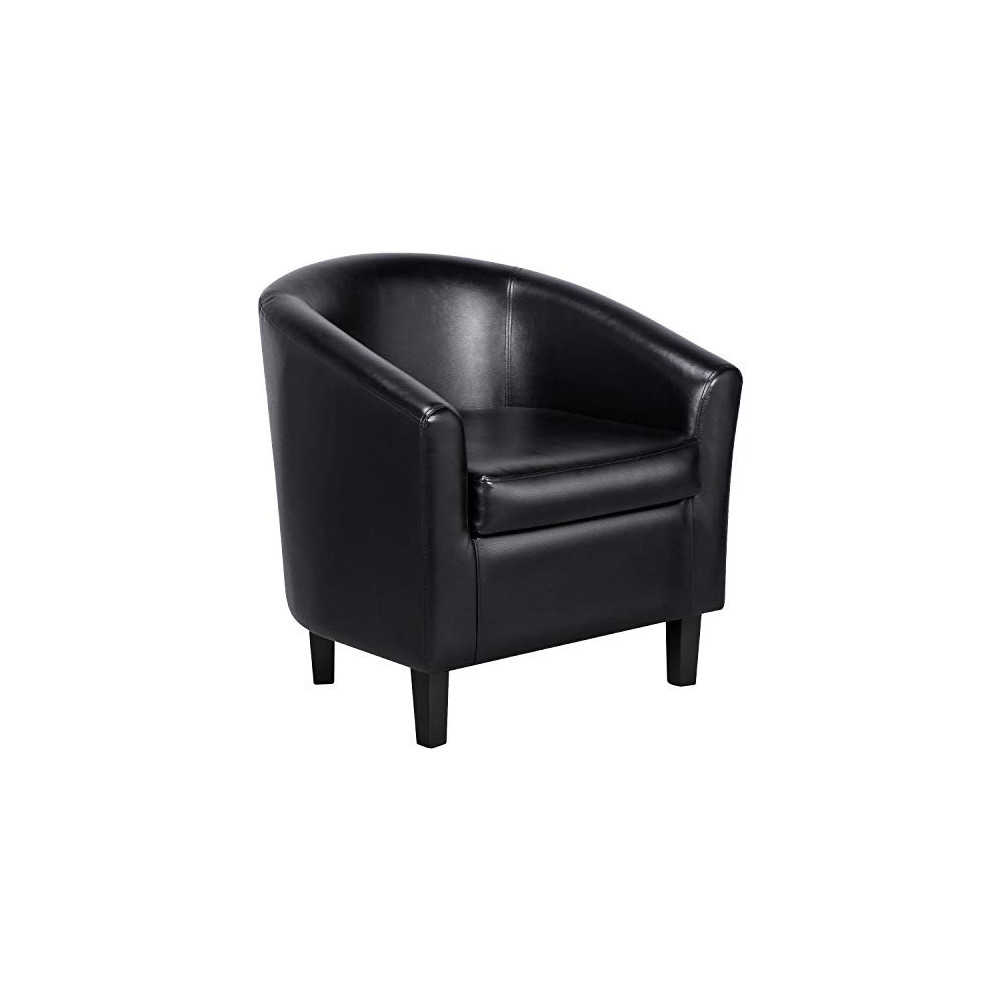 Yaheetech Barrel Chair Faux Leather Club Chair Accent Arm Chair Modern Style Tub Chair for for Living Room Black