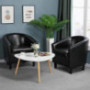 Yaheetech Barrel Chair Faux Leather Club Chair Accent Arm Chair Modern Style Tub Chair for for Living Room Black