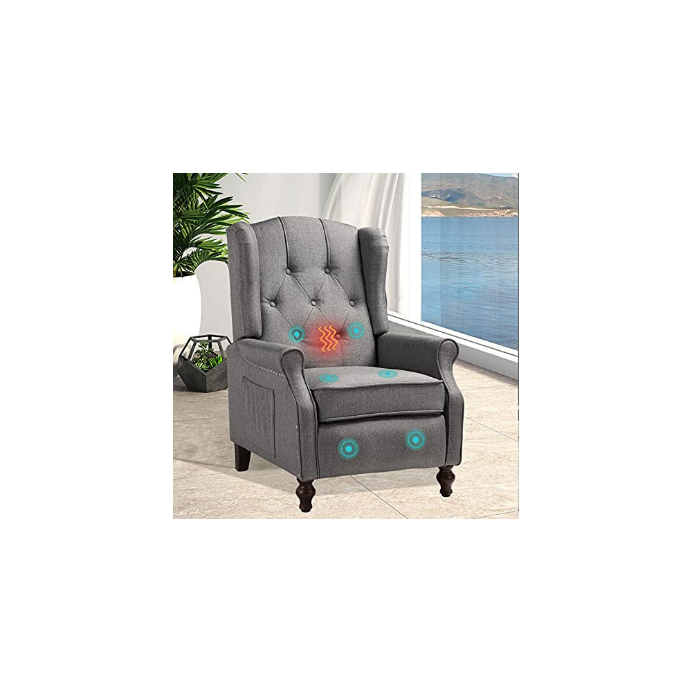 SAMERY Recliner Chair with Massage & Heating- Modern Accent Chair Upholstered Armchair Fabric Single Sofa Lounge Reading Club