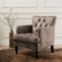 Medford Brown Tufted Club Chair, Fabric Accent Chair with Studded Nailhead Accents