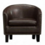 Rosevera Duilio Club Style Barrel Armchair For Living Room Faux Leather Accent Chair, Chocolate Brown