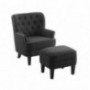 Rosevera Duilio Collection Fabric Nailhead Club, Contemporary Accent Chairs, Standard, Linen Charcoal with Ottoman