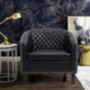 Barrel Accent Chair with Arms Faux Leather Club Chairs Side Chairs Upholstered Tub Chair for Living Room Bedroom,Black